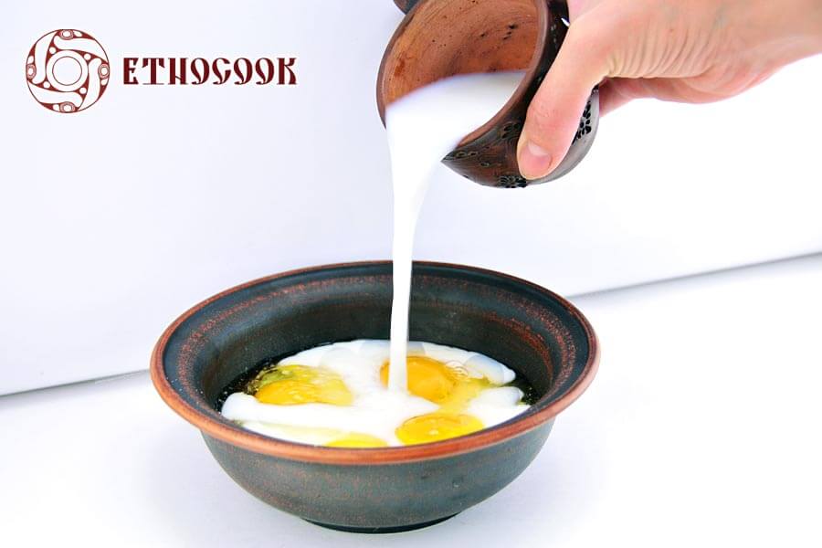 eggs and milk in bowl